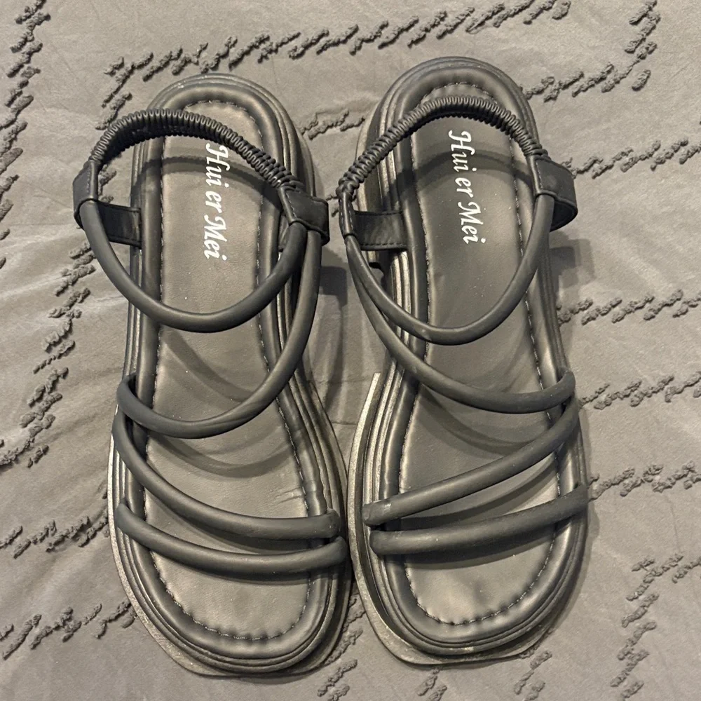 Altar'd State Black Strappy Sandals - Picture 2 of 3
